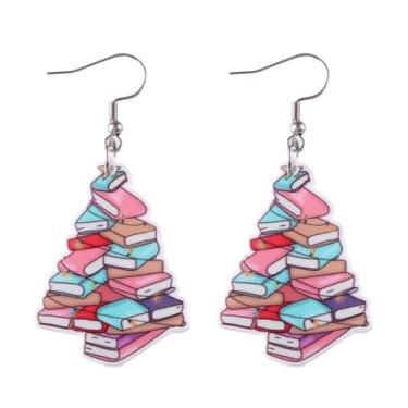 Imagem de Brincos de Natal femininos com pingente de árvore de Natal, acessórios de bijuteria de fantasia, 2inch, Aço inoxidável, Sem pedra preciosa