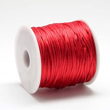 Imagem de Fio de nylon acetinado de 1 mm para fabricação de joias, acabamento de contas brilhantes e sedosas, tranças, aparar, enrolar, artesanato, pulseiras de macramê Kumihimo, vermelho