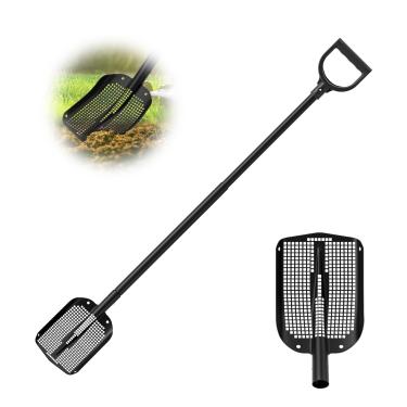 Imagem de Pá de peneiramento de 53,93 polegadas, peneira de areia resistente, colher quadrada de limpeza, peneira curta removível de 89 cm para galinheiro de praia/pá de cocô de casa de animais