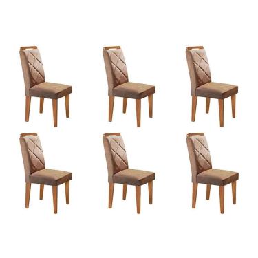 Imagem de Kit 6 Cadeiras De Cozinha Melissa 6 Un Capuccino-linho Bege Turim - Rufato