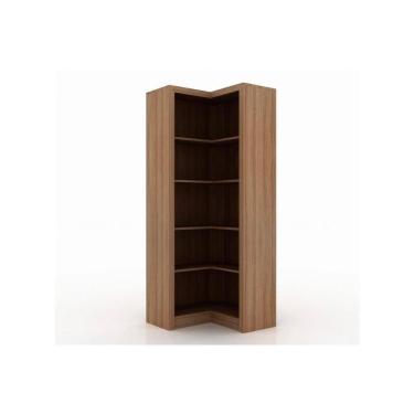 Imagem de Estante Livreiro Solteiro Me4132 De Canto C- 4 Prateleiras Amêndoa - Tecno Mobili