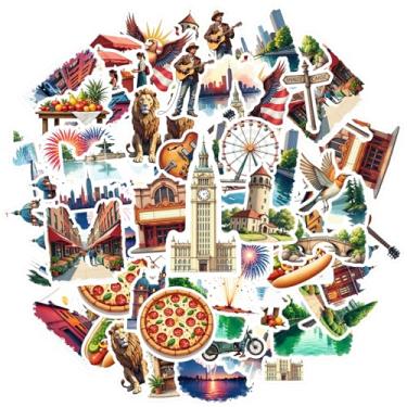 Imagem de 35 peças de adesivos de viagem paisagem urbana natureza alimentos adesivos de animais decalques vintage para mala, geladeira, telefone, bagagem, laptop, guitarra, carro, adesivo, brinquedos, caderno