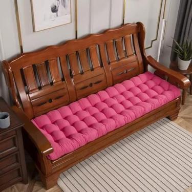 Imagem de Almofadas De Banco De 8 Cm De Espessura 2/3 Lugares Jardim Retangular Banco Almofadas De Assento Almofadas De Sofá Para Sala De Jantar Pátio Cozinha Escritório Chaise Outdoor, Rose Red, 165*52*8cm
