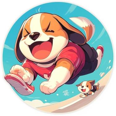 Imagem de Adesivo de Animais Kawaii para Quarto Infantil Beagle e Pastor Correndo na Parede Decorativa 30x30cm