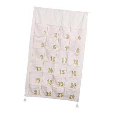 Imagem de oshhni Calendário do Advento de Natal com 24 dias, com bolsos, organizador reutilizável para festas, restaurantes, maquiagem sazonal, quarto e mesa de