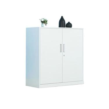 Imagem de Armário de Arquivos Armário de arquivo escritório com bloqueio armário armazenamento informações 1mm espessura ferro casa varanda ferramenta(Branco)