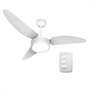 Imagem de Ventilador de Teto à Prova de Maresia Umidade Pás Policarbonato LED Amarelado 3000K Beltempo Maris 127V (Branco/Branco)