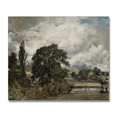 Imagem de NHLDZYH Arte de parede John Constable, (Water Meadows), pôster de pinturas famosas, decoração de parede com impressão de imagem retrô de romantismo. Apenas tela de 60 x 72 cm - 23,6 x 28,3 pol