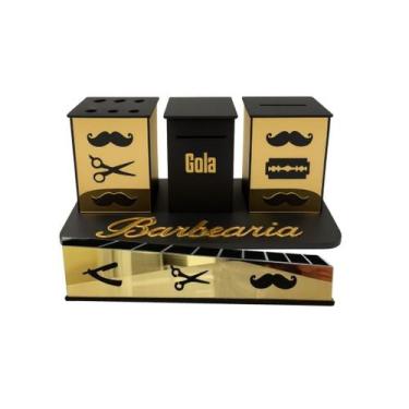 Imagem de Kit Completo Bancada de Barbearia Profissional Organizador e Porta Pen