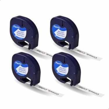 Imagem de Kit 4 Fitas Rotuladora Plástica Compatível 12mm x 4m Branca 91201