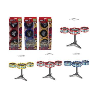 Imagem de Mini Bateria Musical Infantil 6 Peças Sortida Brinquedo Educativo com Baquetas e Prato