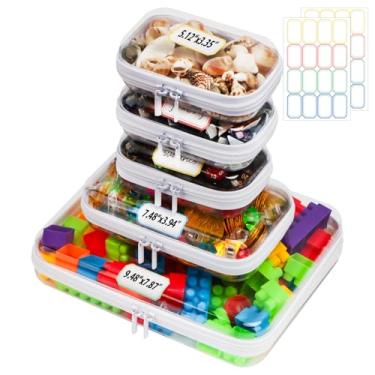 Imagem de 9 Pack Clear Hard Shell Zipper Case for Storage,1L+1S+3MINI Plastic Clear Zipper Case for Travel Organizer,Waterproof Cosmetic Bag,Toiletry Pouch,Toy Storage Bins