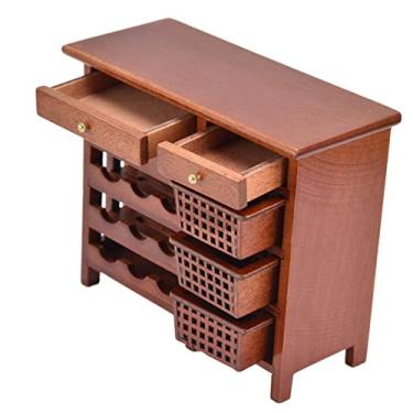 Imagem de TOPINCN Armário de Vinho para Casa de Bonecas 1:12, Móveis Em Miniatura de Madeira, Armário, Estante, Exibição de Móveis para Casa de Boneca, Decoração de Sala de Jantar