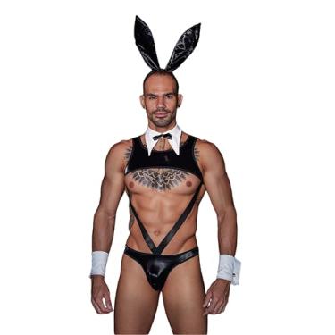 Imagem de Sipumia Fantasia masculina cosplay smoking lingerie sexy conjunto de dramatização uniforme homem coelho bar gay roupa de boate preto 3232