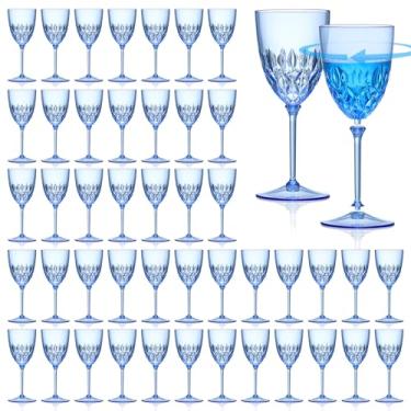 Imagem de SKLENICE 48 peças de taças de vinho azuis de plástico a granel 210 g Taça de vinho pequena destacável taças de champanhe taças de diamante vintage inquebráveis Mimosa para festa de casamento e evento