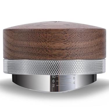 Imagem de KNODOS Ferramenta de distribuição de café expresso de 58 mm, distribuidor de café de nogueira, profundidade ajustável, nivelador de café expresso, nivelador, acessórios de máquina de café premium para