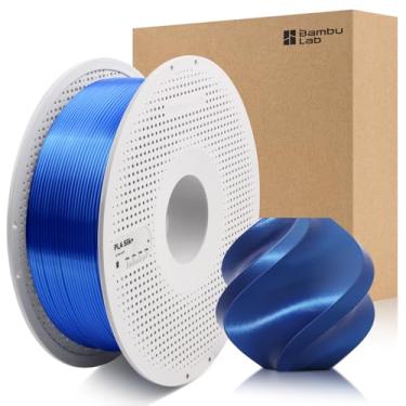 Imagem de 3DTOOLS Bambu 1,75 mm PLA seda + filamento brilhante como cromo, suave como seda de alta velocidade e fácil impressão ecológica com RFID para Bambu Lab A1, A1MINI, X1, P1 AMS 1KG +/- 0,03 mm (azul