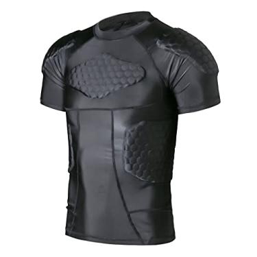 Imagem de Camisa de compressão acolchoada masculina camisa protetora de costela protetor de peito para futebol paintball beisebol
