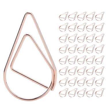Imagem de Clipes de papel em formato de gotas de água, ouro rosa, classificação de arquivo de escritório, marcadores de metal, tamanho mini, 40 peças