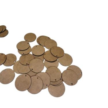 Imagem de Kit Com 50 Bolachas 5 Cm Com 1 Furo Mdf Crú Círculo Aplique