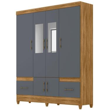 Imagem de Guarda Roupa Casal Ms912 Com Espelho 6 Portas Freijó Cinza Moval
