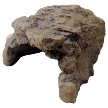 Imagem de Esconderijo de cobra grande, caverna de répteis de resina resistente com textura de rocha realista, ponto de descanso flutuante para tartarugas, ideal para pítons de bola, 14 x 12 x 3,2 cm