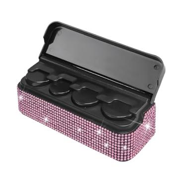 Imagem de Sandfren Porta-moedas Bling para carro, strass de cristal, caixa de troca de dinheiro, com 4 compartimentos, organizadores de armazenamento automotivo diamante, universal para SUV, Sedan, caminhão