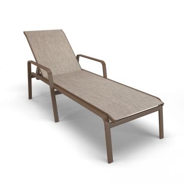 Imagem de Espreguiçadeira Piscina Praia Alumínio Marrom Tela Mocca