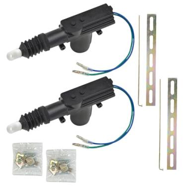 Imagem de Kit de trava de porta elétrica para carro, atuador universal de trava de porta de carro resistente, motor de 2 fios de 12 volts para a maioria dos sistemas de travamento central automotivo (2 peças)