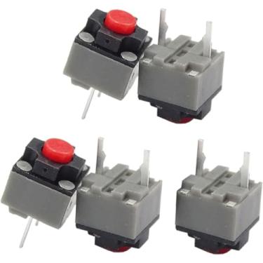 Imagem de 5 peças botão mudo 6 x 6 x 7,3 mm botão quadrado interruptor silencioso micro 10 milhões de mouse micro (cinza, preto, vermelho)