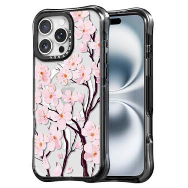 Imagem de Rosarnnah Capa para iPhone 16 Pro Max fofa - compatível com Magsafe - Capa de telefone à prova de choque com proteção contra quedas de grau militar de 6 m - Design engraçado de flor de cerejeira (6,5