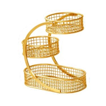 Imagem de Bothyi Cesta de frutas, legumes, pães e lanches. Suporte moderno de metal aramado para frutas, ideal para mesa de jantar, balcão e decoração de casa, Ouro