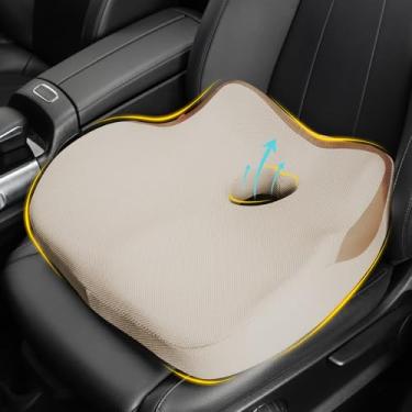 Imagem de Almofada de assento de carro: Almofada ergonômica de espuma viscoelástica para alívio da dor ciática, travesseiro de assento de direção maior para motoristas curtos em viagens longas - travesseiro de