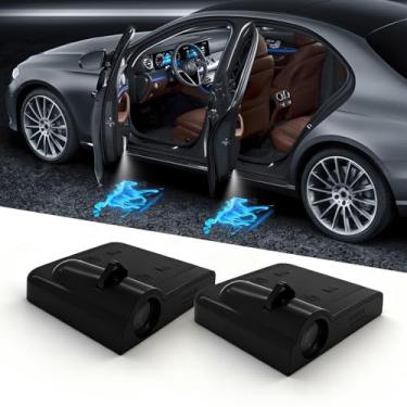 Imagem de Projetor de logotipo de luzes de porta de carro, 2 peças de luzes de projetor de porta de carro, bem-vindo, cortesia, lâmpada fantasma de sombra, adequada para todos os modelos de carros FLYEEGO