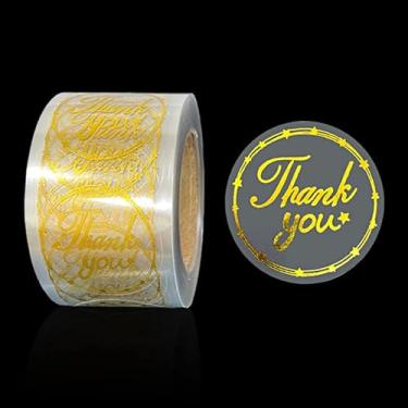 Imagem de Adesivos de agradecimento de folha dourada transparente de Natal 500 peças - Etiquetas circulares autoadesivas para embrulho de presente, envelopes, festa (2,5 cm)