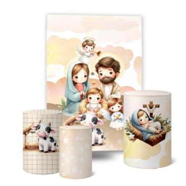 Imagem de Trio Capas Cilindro + Painel 1,50x2,20m Retangular Natal (K6NAT0022)