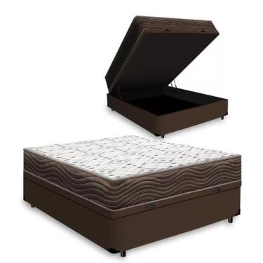 Imagem de Cama Box Baú Casal Marrom Colchão ISO 150 D45 - Ortobom - Alto Nivel /