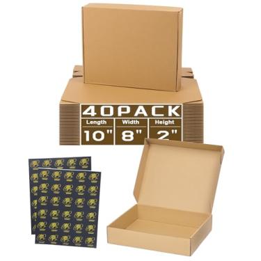 Imagem de DERZIFUN Pacote Com 45 Caixas De Remessa De 10X8X2 Polegadas, Caixas De Remessa Marrons Para Embalagens De Pequenas Empresas, Caixas De Correspondência De Papelão Ondulado Médio