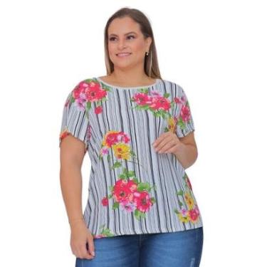 Imagem de Blusa Plus Size Manga Curta Estampada Colorida-Feminino