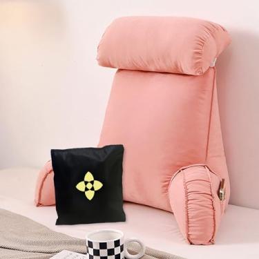 Imagem de HMBLAW Travesseiro de descanso de cama – Travesseiro de leitura de encosto – Almofada grande para adultos – Almofada de leitura para adultos – Travesseiro respirável para relaxar nas costas para