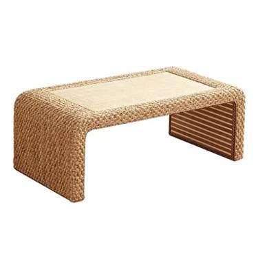 Imagem de Mesas de centro, mesas de centro, mesa de centro contemporânea, de madeira, estilo japonês, mesa de chá de palha de ratã, mesa de café de madeira maciça, tatami, mesa de centro em casa e cozinha (cor