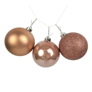 Imagem de Kit 3 Bolas de Natal Rosé – Enfeites Elegantes e Modernos para Árvore, Guirlanda e Decoração – Acabamento Delicado, Leve e Durável – Brilho Suave para Ambientes Refinados e Temas Rosé Gold