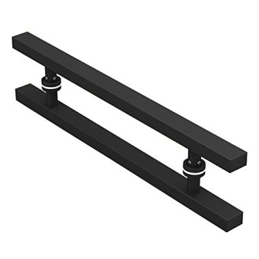 Imagem de Maçaneta deslizante de porta de celeiro puxador de porta de aço inoxidável resistente puxador de porta de vidro de dois lados conjunto de ferragens de maçaneta em forma de H (80 * 60 cm) (80 * 60 cm)