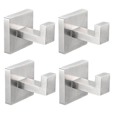 Imagem de Ganchos para toalhas, cabide de roupão liso | Ganchos de parede de aço inoxidável, para roupas, chapéus, chaves, cozinha, toalhas de banheiro, chapéus, roupão interno