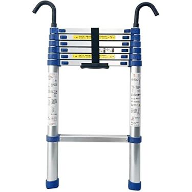 Imagem de OKUOKA Escada telescópica de metal de alumínio leve extra alta, escada telescópica dobrável portátil para limpeza de calhas, decoração, pintura de paredes (Si