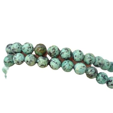 Imagem de Lady Works Fio de pedra natural turquesa africana de 33 cm, contas lisas redondas de 10 mm para fazer joias DIY | Beads_01044