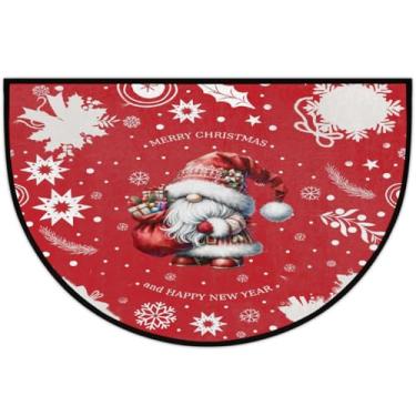 Imagem de Tapete de porta meio redondo, arte de Natal, Papai Noel (1) Tapetes antiderrapantes absorventes semicírculos, laváveis, tapetes de meia lua, para interior, pátio, cozinha, banheiro, entrada, lareira