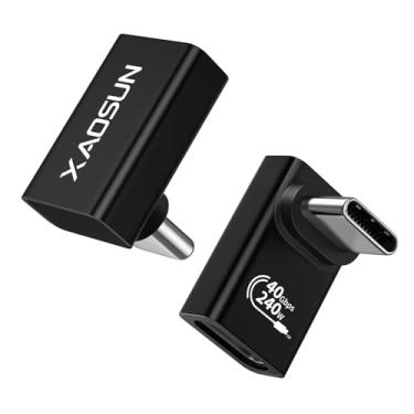 Imagem de XAOSUN Adaptador USB C de 90 graus 40 Gbps, adaptadores de ângulo USBC de 240 W, adaptador de ângulo reto Thunderbolt 4 compatível com Thunderbolt 4 para Steam Deck, ROG Ally, MacBook, Switch, iPhone