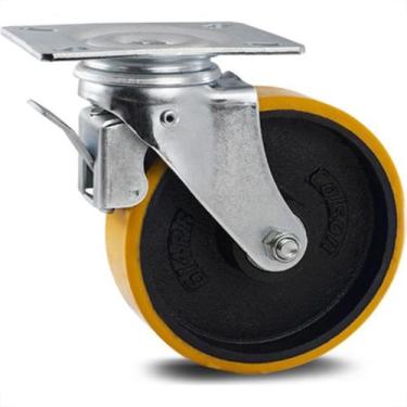 Imagem de Rodizio Para Carrinho Colson Ferro Base Giratoria Com Trava 152Mm