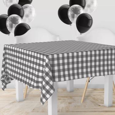 Imagem de 4 Toalha Mesa TNT Xadrez Festa Estampado Boteco Pt 140X140